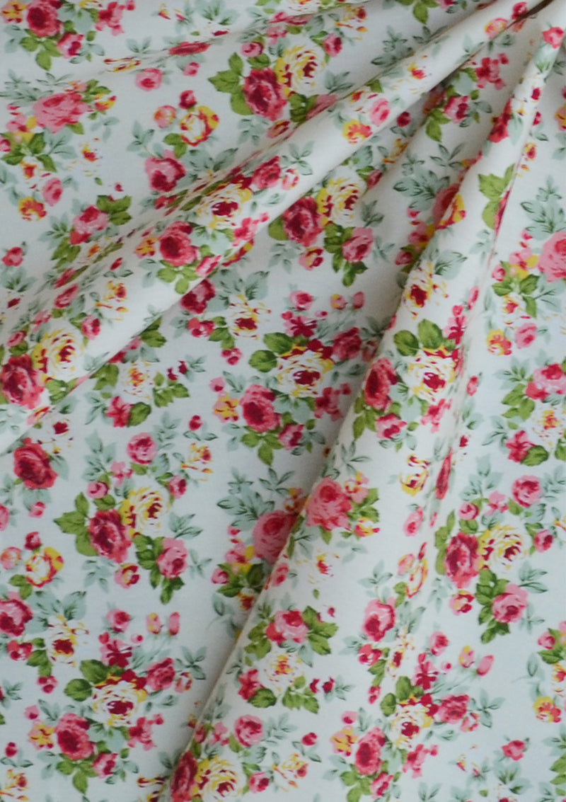 Floral Rose Cotton Printed Fabric 45" Wide Oeko-Tex Dressing Crafting D