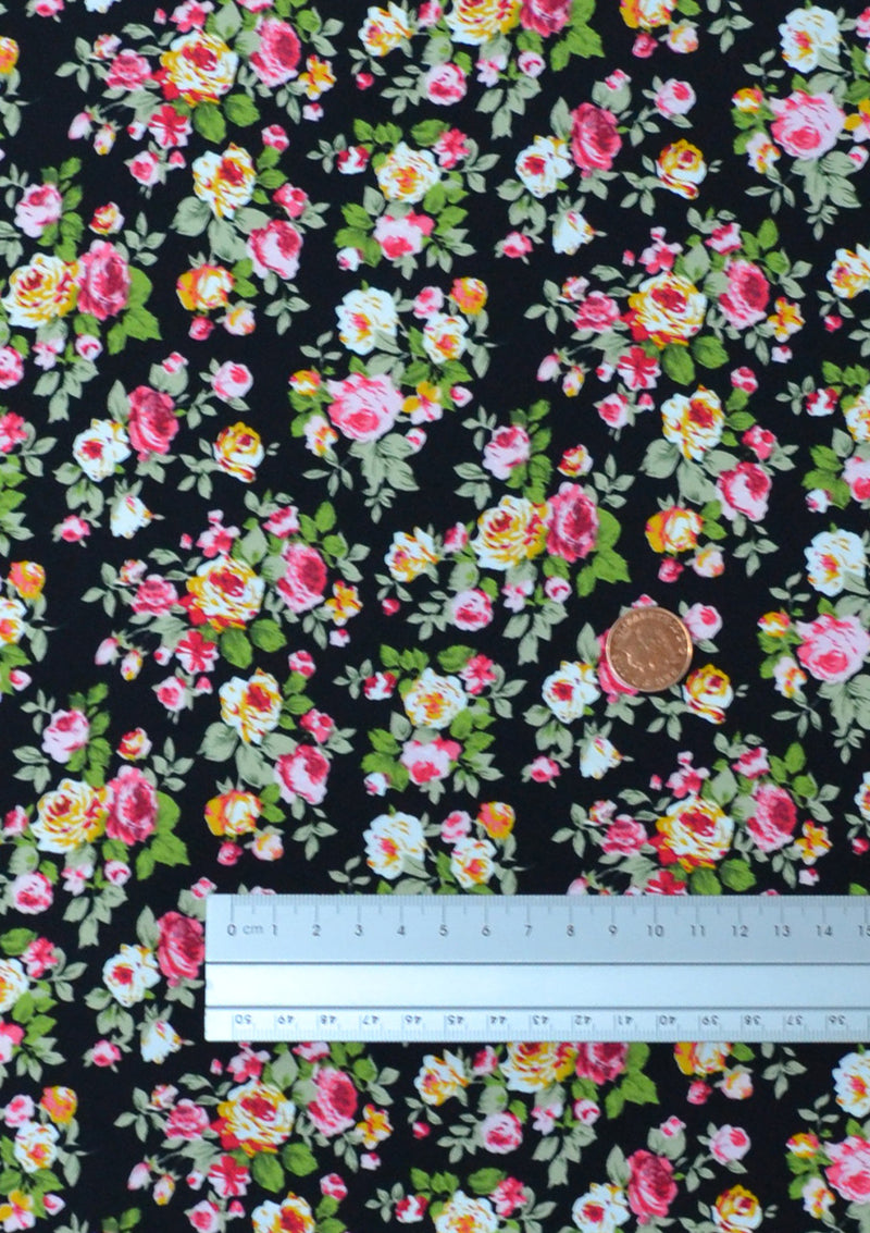 Floral Rose Cotton Printed Fabric 45" Wide Oeko-Tex Dressing Crafting D
