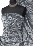 Grey Premium Spun Ice Crush Effect Velvet 2 Way Spandex 60" Craft, Dress & Decoration