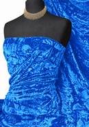 Vibrant Jewel Blue Premium Spun Ice Crush Effect Velvet 2 Way Spandex 60" Craft, Dress & Decoration