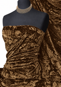 Coffee Brown Premium Spun Ice Crush Effect Velvet 2 Way Spandex 60" Craft, Dress & Decoration