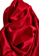 Crimson Red Plain Velvet Fabric Premium Spandex 2-Way Stretch Dyed 58" Wide Crafting Per Metre