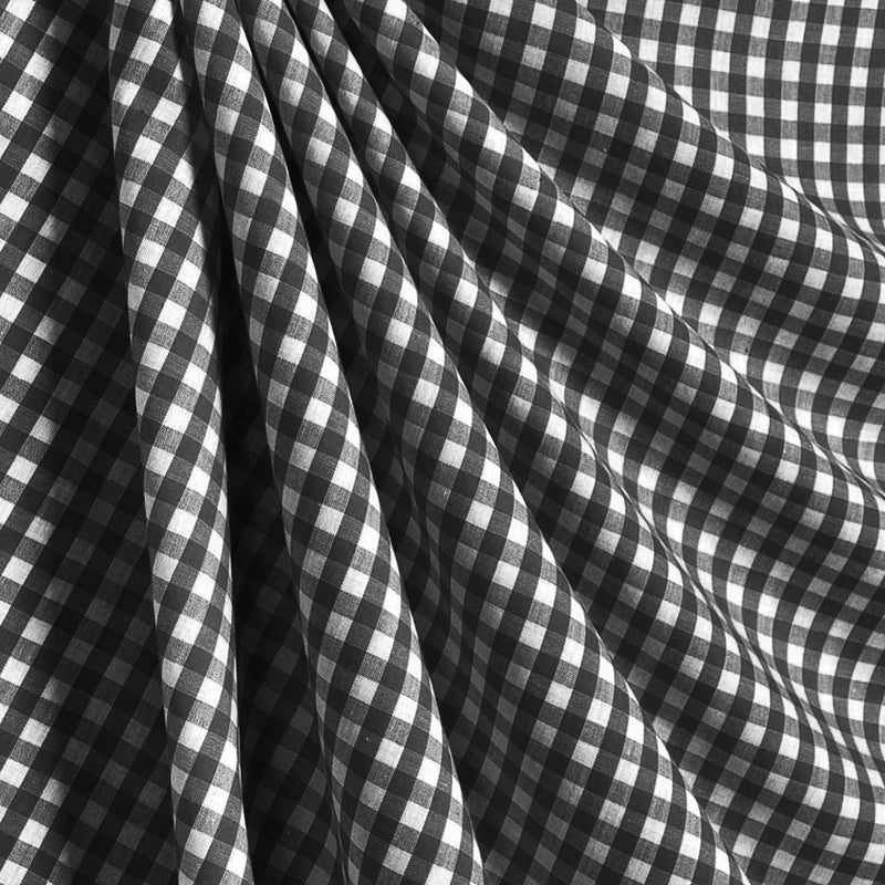 Large Check 1/4" Black 45" Wide Gingham Polycotton Fabric Check Material Dress Crafts Uniform