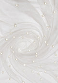 60" Net Fashion Studded Pearl Beaded Bridal Fabric Decoration/craft/dress/scarf