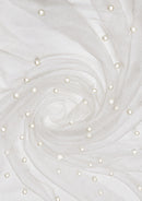 60" Net Fashion Studded Pearl Beaded Bridal Fabric Decoration/craft/dress/scarf