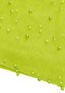 Lime 60" Net Fashion Studded Pearl Beaded Bridal Fabric Decoration/craft/dress/scarf