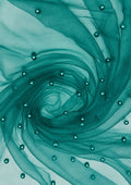 Teal Green 60" Net Fashion Studded Pearl Beaded Bridal Fabric Decoration/craft/dress/scarf