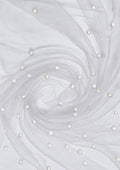 60" Net Fashion Studded Pearl Beaded Bridal Fabric Decoration/craft/dress/scarf
