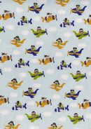 Dogs Polycotton Printed Fabric 45" Width Flying Dogs Aeroplane & Clouds Novelty Kids Crafting Dress Material D