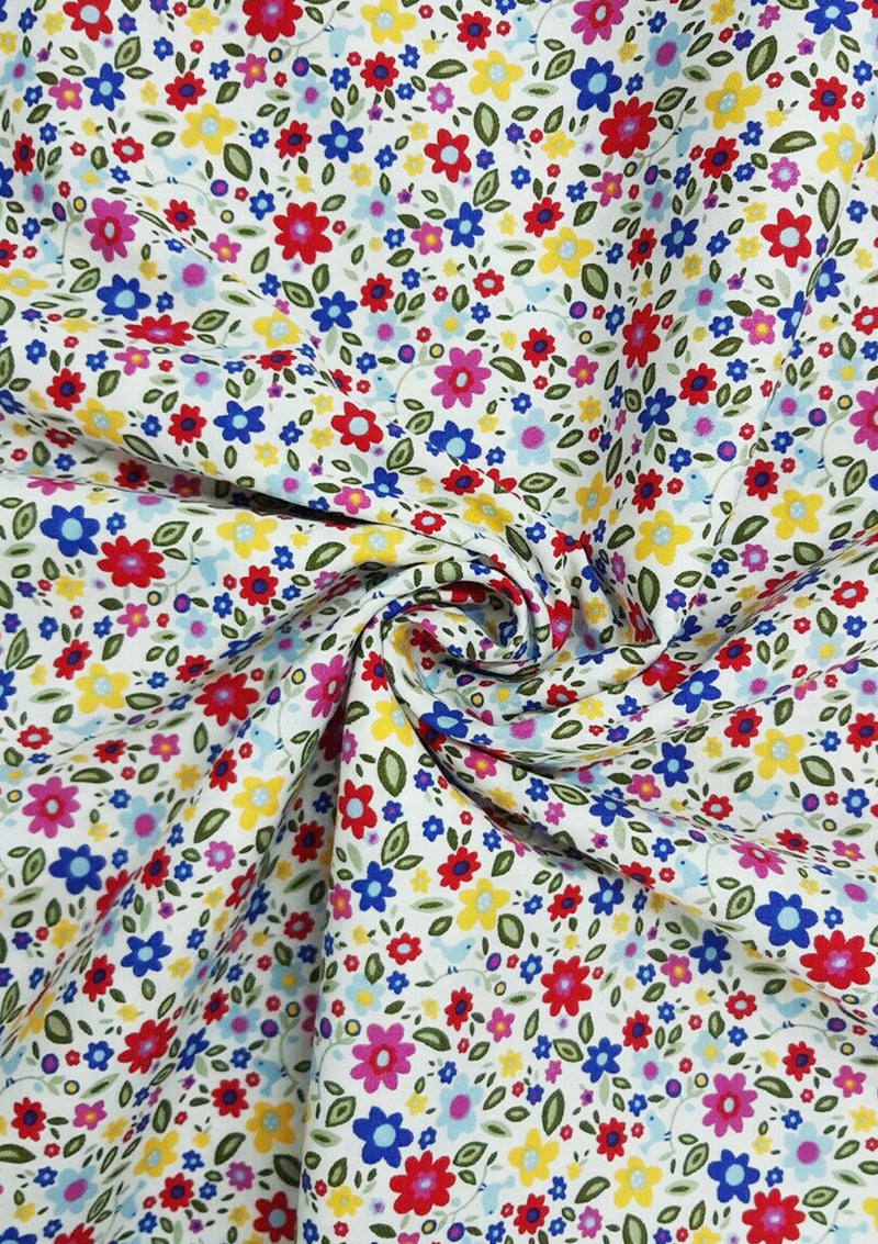 Floral Burst Cotton Print Fabric 100% Poplin 45" Width ROSE & HUBBLE Branded Oeko-Tex Crafting D