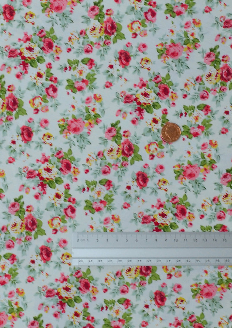 Floral Rose Cotton Printed Fabric 45" Wide Oeko-Tex Dressing Crafting D