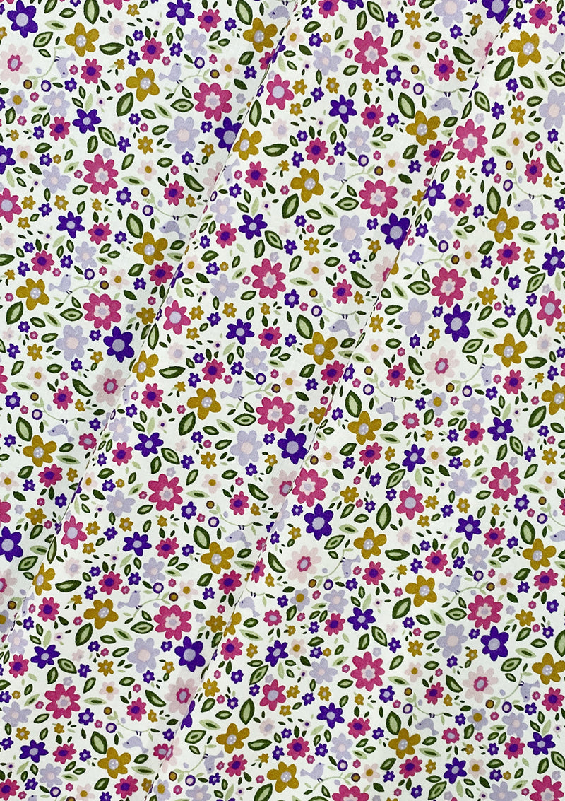 Floral Burst Cotton Print Fabric 100% Poplin 45" Width ROSE & HUBBLE Branded Oeko-Tex Crafting D