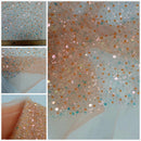 Heavy Beaded Lace Fabric|Beaded Pearlised Lace on Tulle| Bridal Lace 150 cm Wide| In 10 Gorgeous Colours