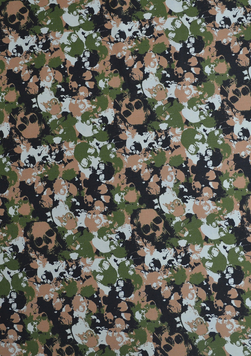 100% 45" Craft Cotton Poplin Camo Skulls Army Printed Fabric Face Mask D