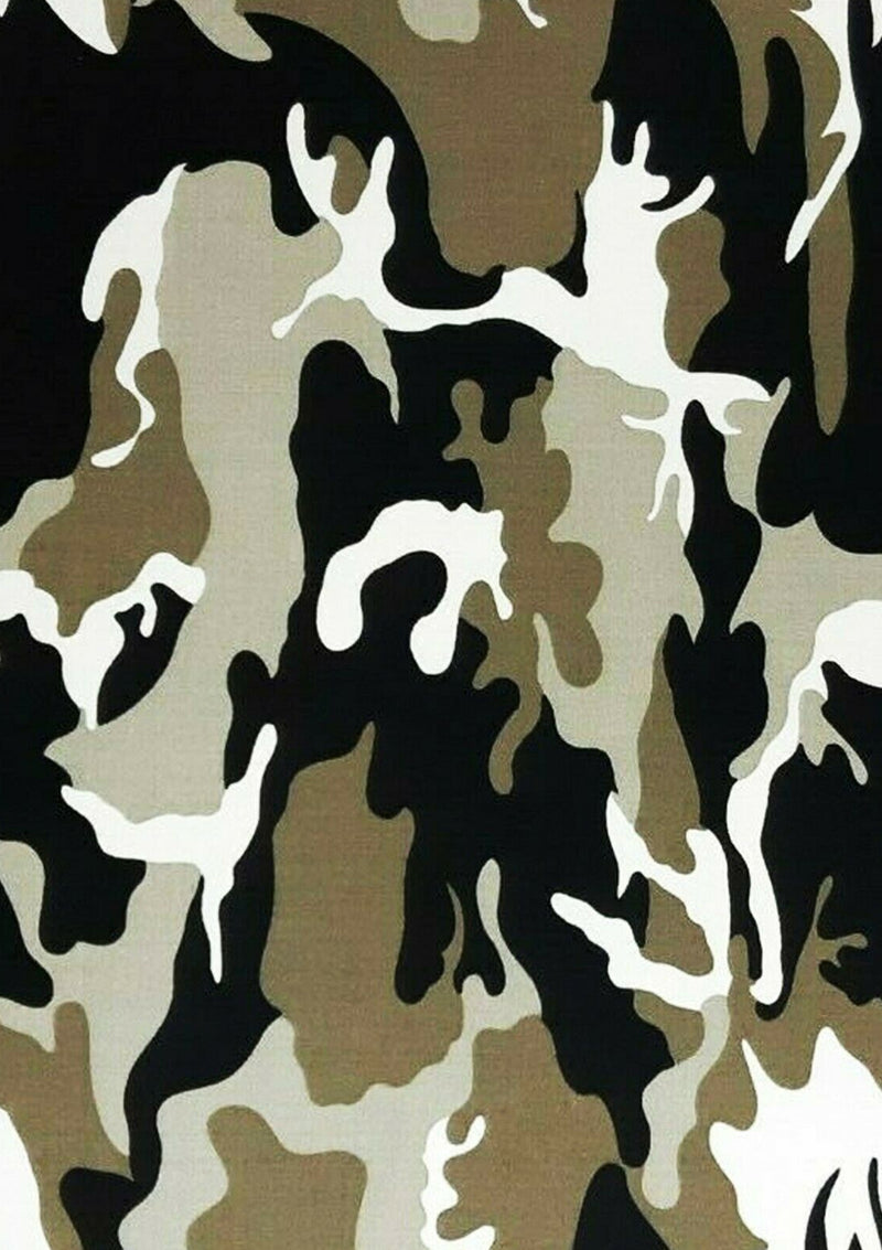 Camouflage Cotton Printed Fabric ROSE & HUBBLE Branded 45" Width 100% Cotton Poplin Khaki Army Crafts Dressing Material D