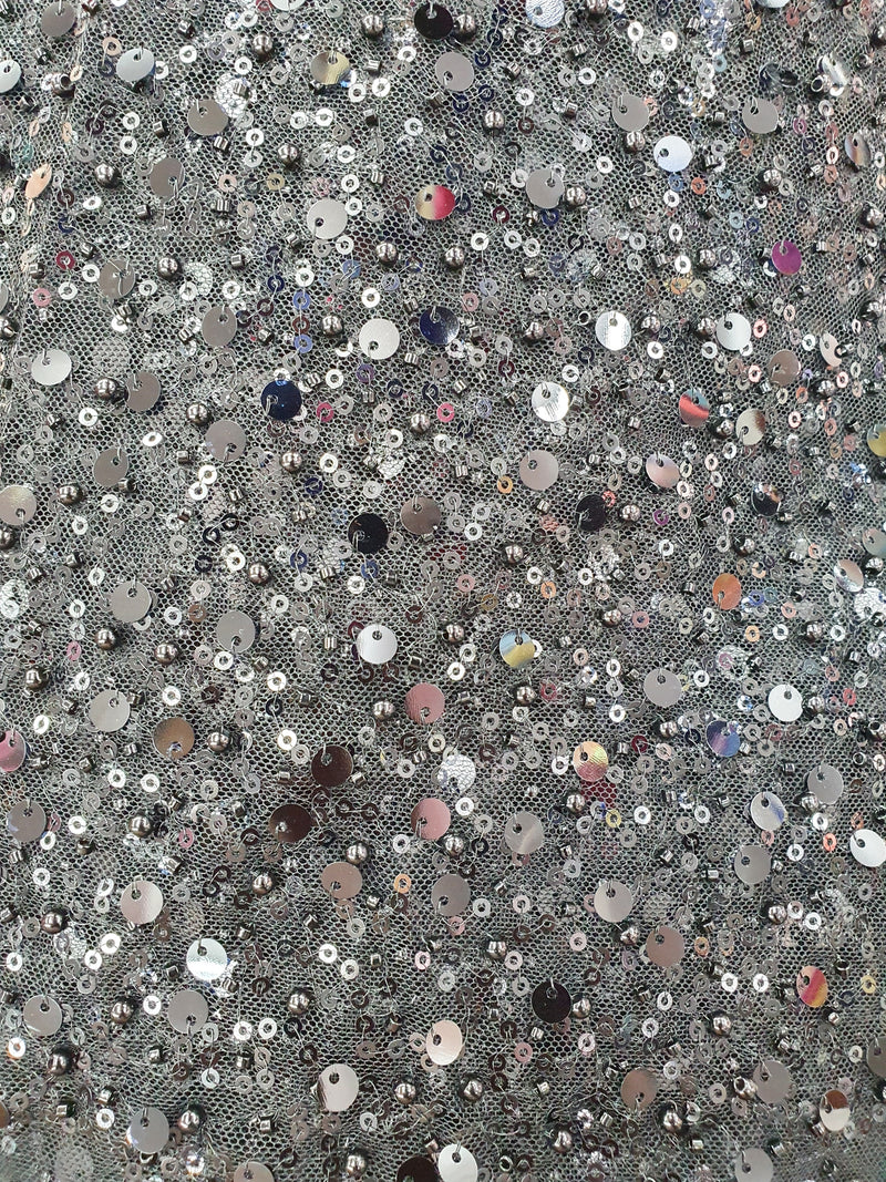 Heavy Beaded Lace Beaded Pearlised Lace on Tulle/ Bridal Lace 150 cm Wide
