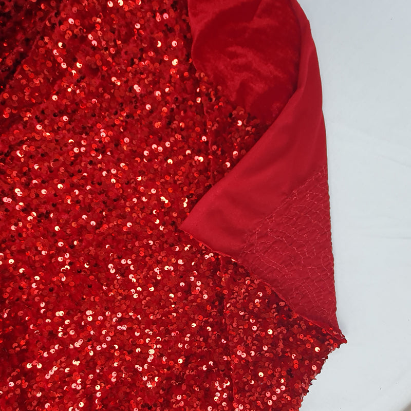 Sequin on Stretch Velvet With Luxury Sequins all Over 5mm Shining Sequin 2-way Stretch 60” Wide