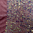 Iridescent Multi-Colour Sequin on Stretch Velvet With Luxury Sequins all Over 5mm Shining Sequin 2-way Stretch 60” Wide