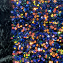 Iridescent Multi-Colour Sequin on Stretch Velvet With Luxury Sequins all Over 5mm Shining Sequin 2-way Stretch 60” Wide