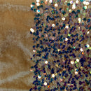 Iridescent Multi-Colour Sequin on Stretch Velvet With Luxury Sequins all Over 5mm Shining Sequin 2-way Stretch 60” Wide