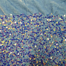 Iridescent Multi-Colour Sequin on Stretch Velvet With Luxury Sequins all Over 5mm Shining Sequin 2-way Stretch 60” Wide