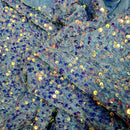 Iridescent Multi-Colour Sequin on Stretch Velvet With Luxury Sequins all Over 5mm Shining Sequin 2-way Stretch 60” Wide