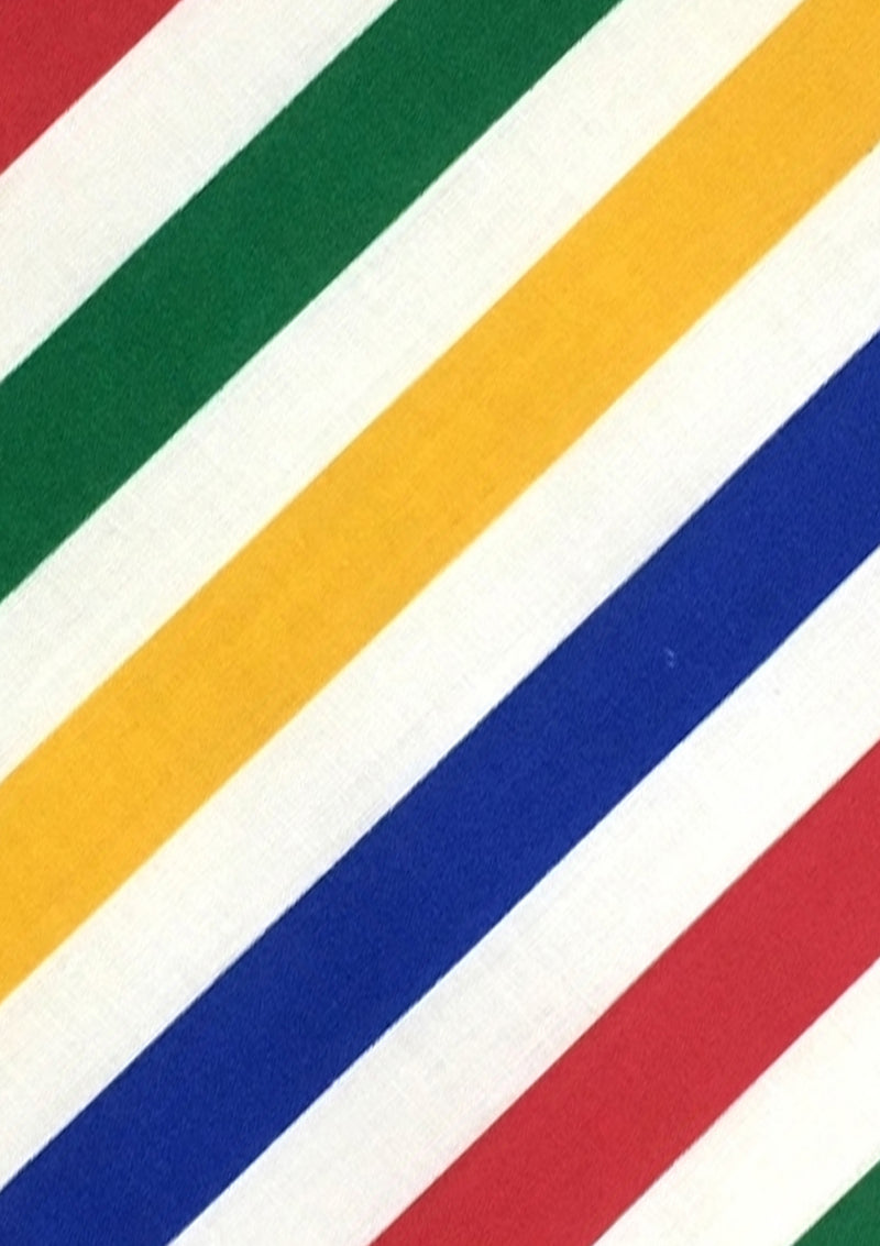 Multicoloured Stripes Polycotton Print Fabric Rainbow Horizontal Lines 45" D