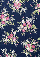 Floral Roses Cotton Print Fabric Classic Vintage Poplin 45" Wide Crafting D
