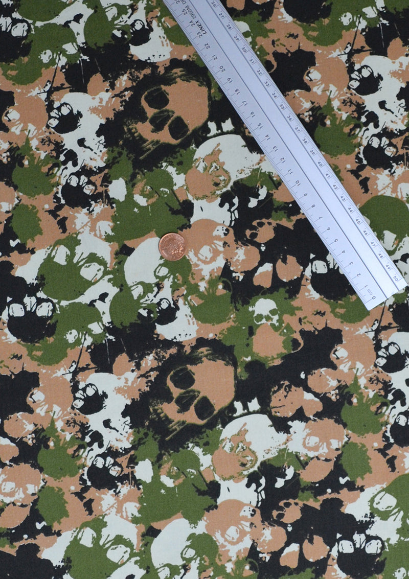 100% 45" Craft Cotton Poplin Camo Skulls Army Printed Fabric Face Mask D