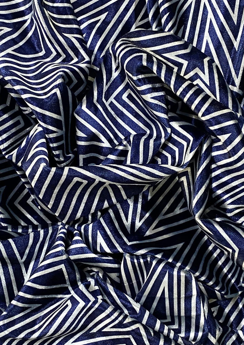 Stars Velvet Print Fabric Designer Pattern Mirror Crush Effect 60" 2-Way Stretch