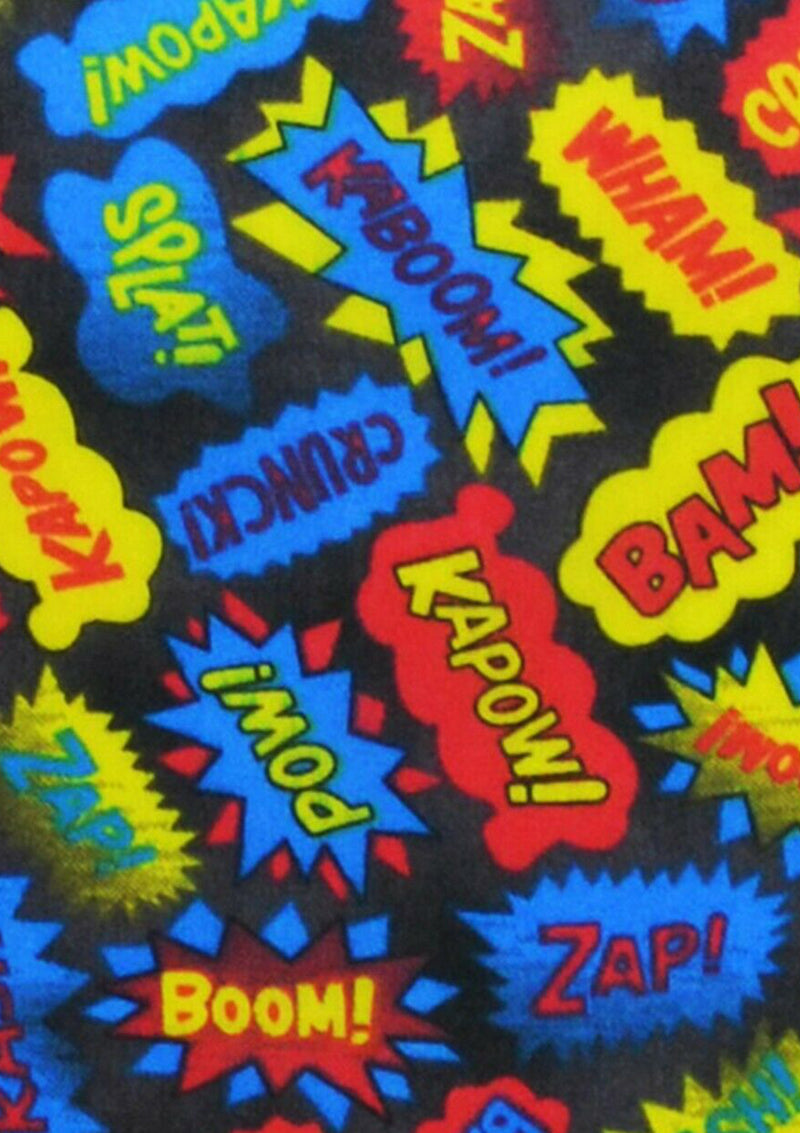 Superhero Sound Effects Polycotton Printed Fabric Comic 45" Wide Crafting D
