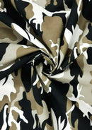 Camouflage Cotton Printed Fabric ROSE & HUBBLE Branded 45" Width 100% Cotton Poplin Khaki Army Crafts Dressing Material D