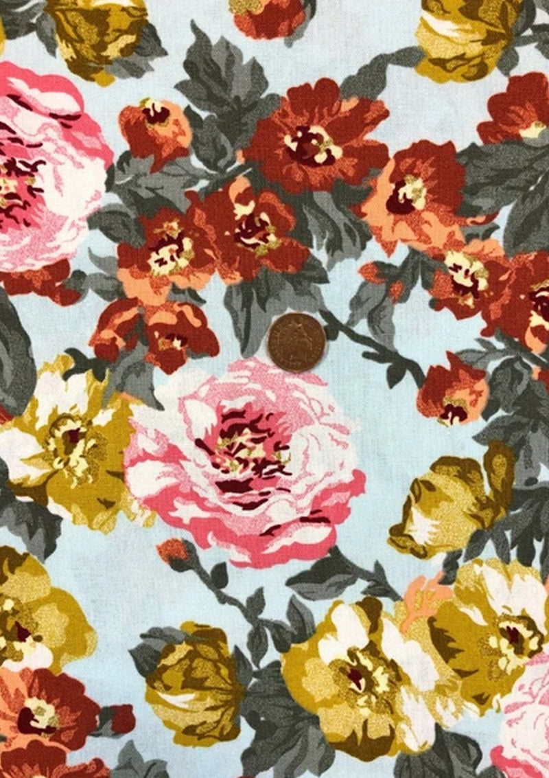 44" 100% Cotton Canvas Floral/rose Print Bags Craft Quilt D
