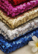 Teal Green Sequins 3mm Allover Embroidered Fabric on Tulle/Net Material for Decor, Sewing, Dress, Tablecloths & Craft | 52" - 132cms Usable Width | Sold by The Metre