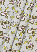 Monkeys Cotton Printed Fabric 45" Wide 100% Craft Poplin Quilting Dressing Material D