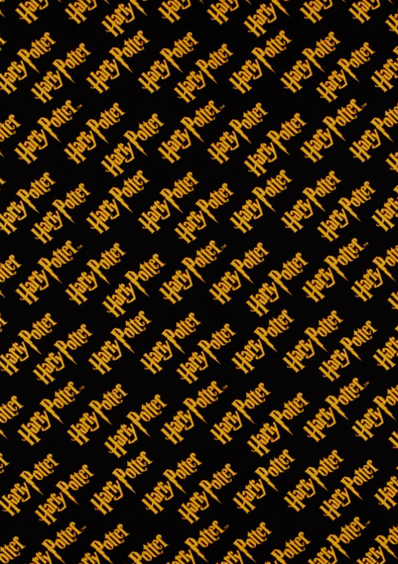 44" 100% Craft Cotton Harry Potter Black & Yellow Tm Logo Print Fabric D
