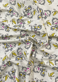 Monkeys Cotton Printed Fabric 45" Wide 100% Craft Poplin Quilting Dressing Material D#125 - Cream/Silver