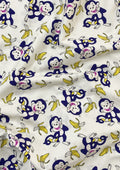 Monkeys Cotton Printed Fabric 45" Wide 100% Craft Poplin Quilting Dressing Material D#125 - Cream/Navy