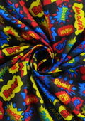 Superhero Sound Effects Polycotton Printed Fabric Comic 45" Wide Crafting D#162