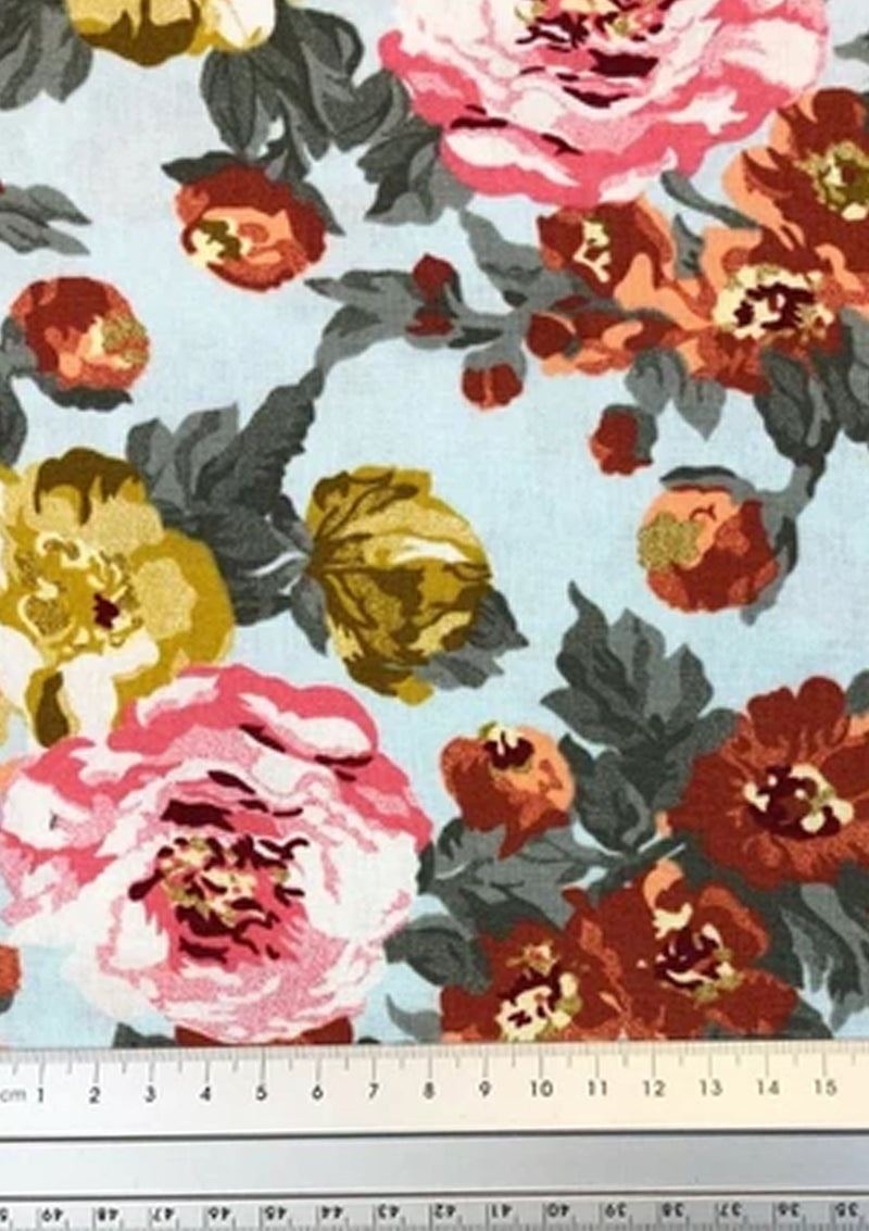 44" 100% Cotton Canvas Floral/rose Print Bags Craft Quilt D