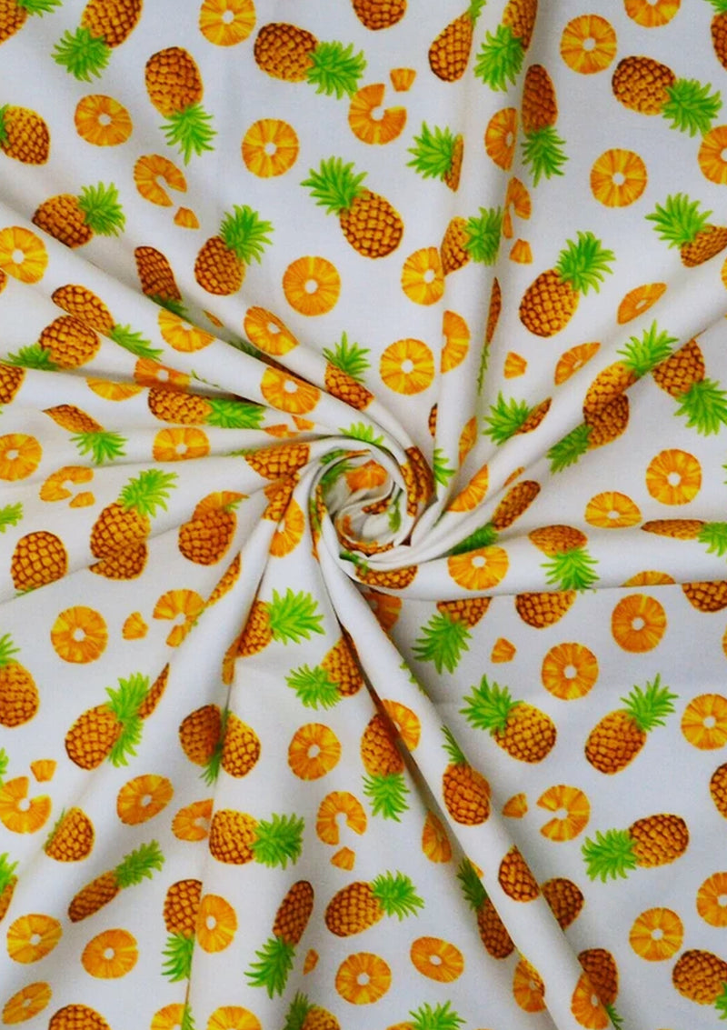 100% 45" Craft Cotton Poplin Pineapple Fruit Printed D