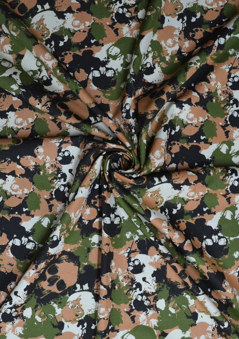 100% 45" Craft Cotton Poplin Camo Skulls Army Printed Fabric Face Mask D