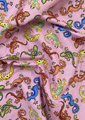 Pink Lizards Cotton Print Fabric Multicoloured Gecko Lizards 100% Cotton 45'' Wide Crafts Dressing D#121