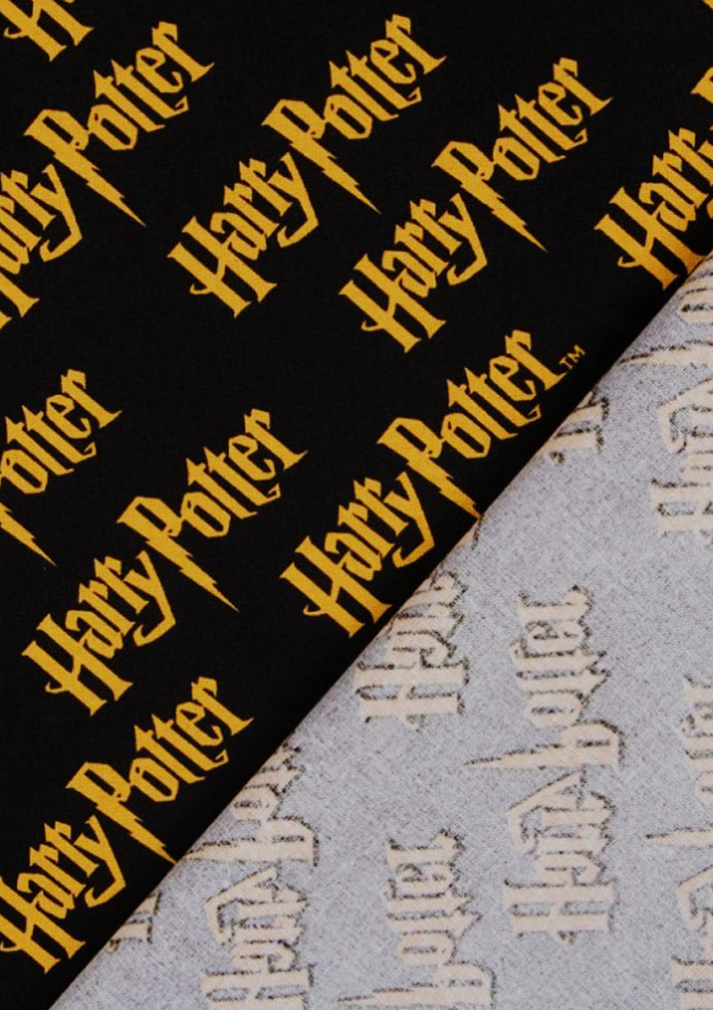 44" 100% Craft Cotton Harry Potter Black & Yellow Tm Logo Print Fabric D