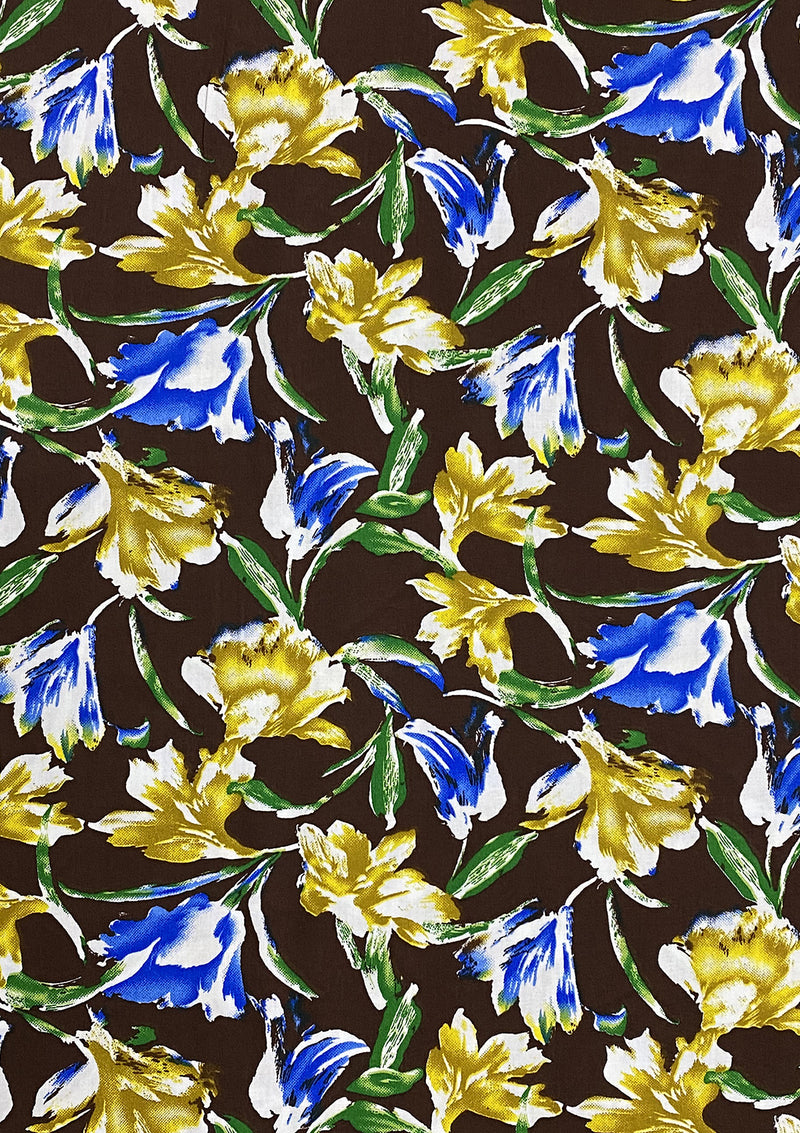 Floral Cotton Print Fabric Sateen Tulip Soft Finishc 100% Cotton 45’’ Wide Crafts Dressing Material D