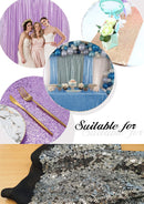 Black Sequins 3mm Allover Embroidered Fabric on Tulle/Net Material for Decor, Sewing, Dress, Tablecloths & Craft | 52" - 132cms Usable Width | Sold by The Metre