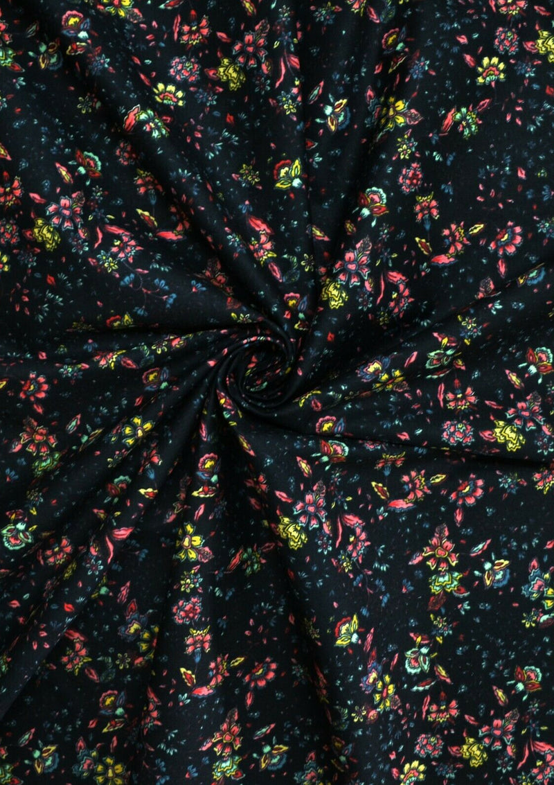 100% 45" Cotton Poplin Flower Mix Print D