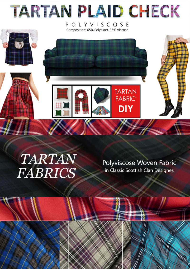 Fashion Cerise Tartan Fashion Fabric 58" (145 cms) Wide Scottish Plaid/Check Polyviscose Woven Fabric ideal for Fashiona and Upholstery