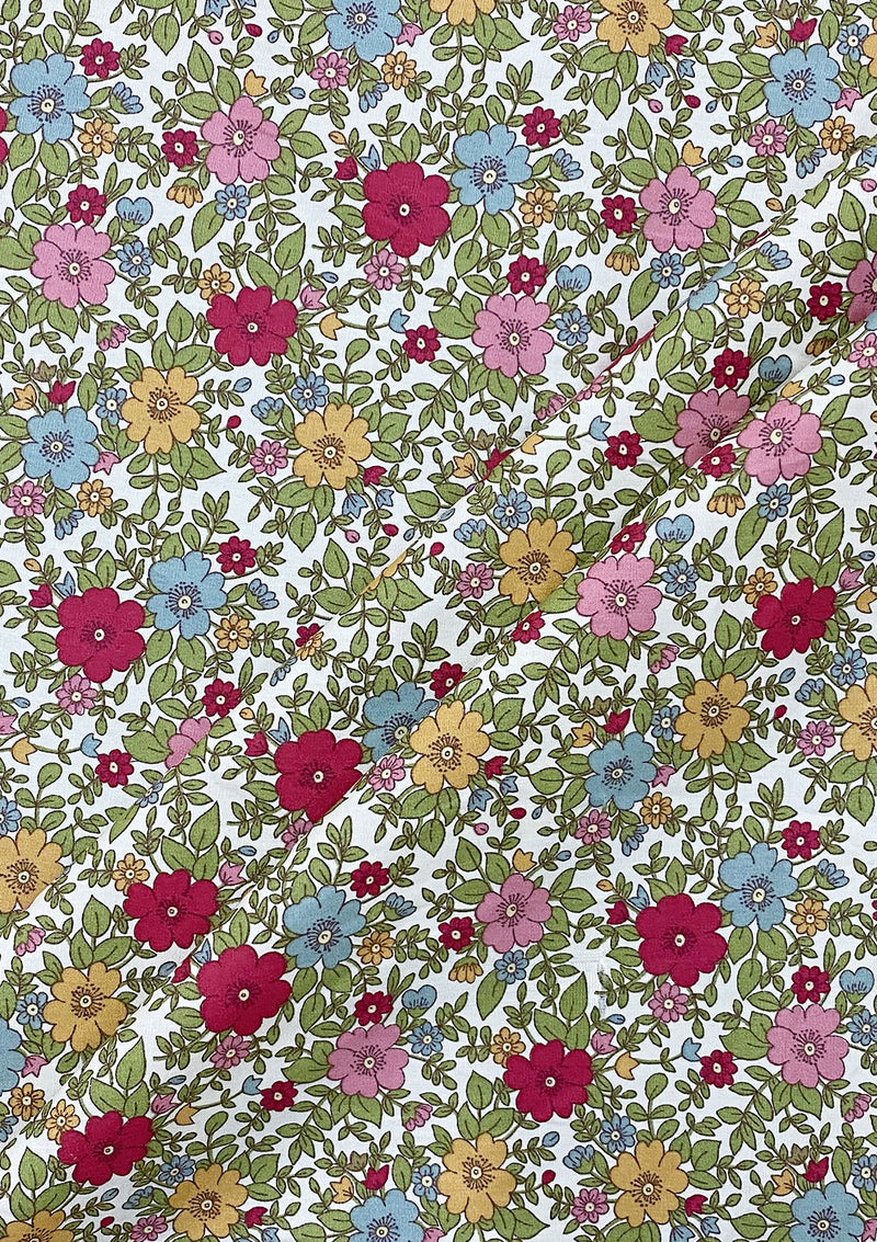 Floral 100% Cotton Printed Fabric Poplin Spring Garden 45" Width Rose & Hubble Branded D