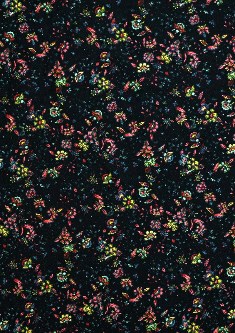 100% 45" Cotton Poplin Flower Mix Print D